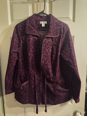 Women's Purple Patterned Zip-Front Jacket